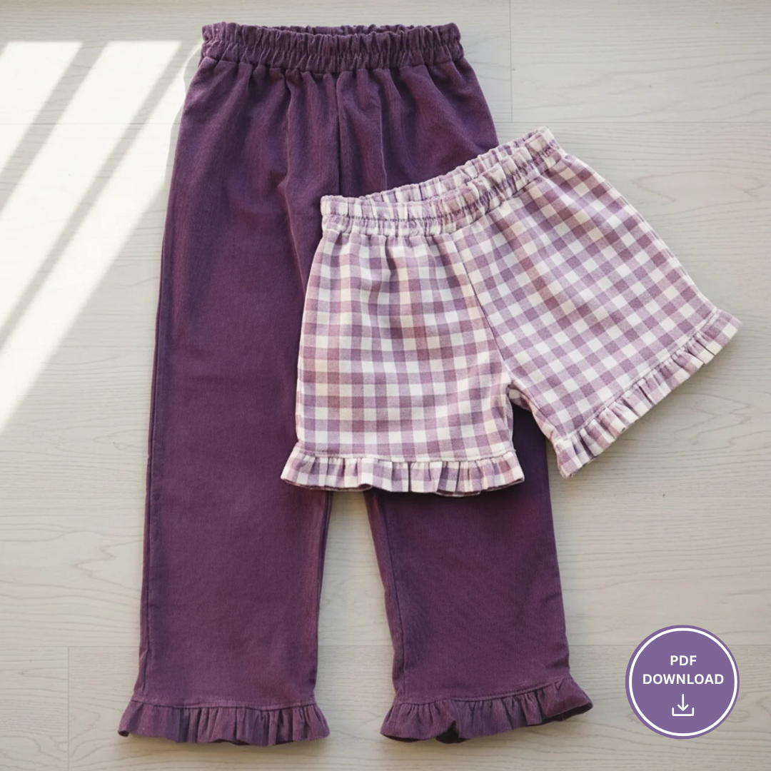 Ruffle Pants & Shorts Pattern PDF Kids, Beginner Friendly