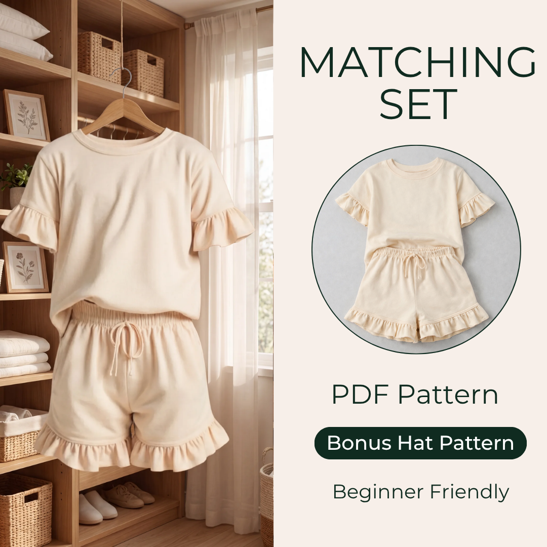 Girls Top and Shorts Set Sewing Pattern, Beginner Friendly, Sizes 1Y-13Y