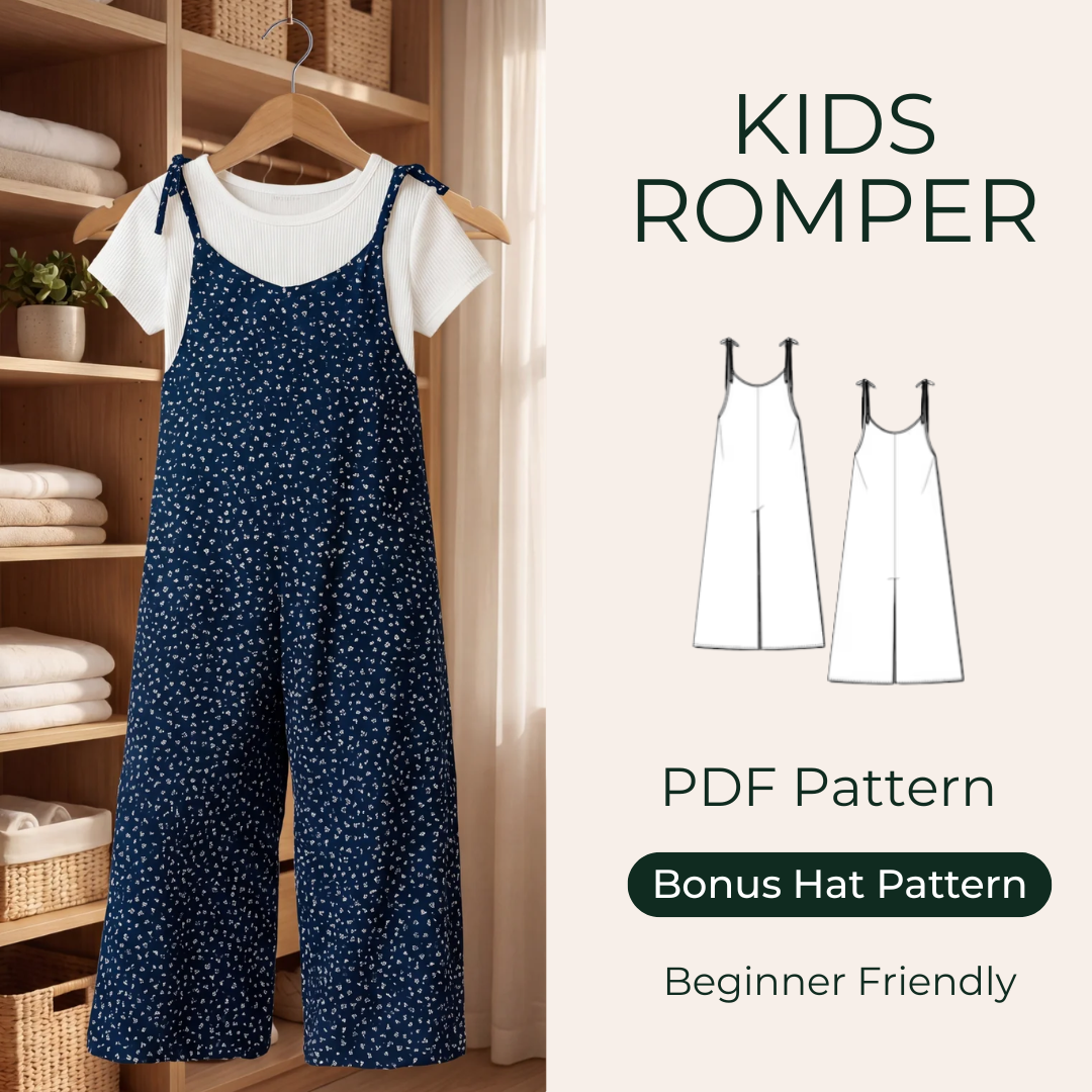 Kids Shoulder Tie Romper Sewing Pattern, Sizes 1Y-8Y