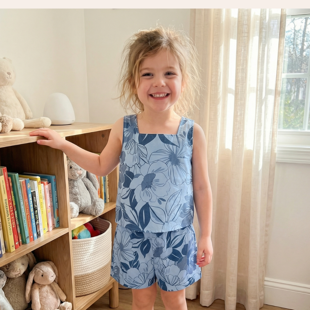 Matching Top and Shorts Set Sewing Pattern, Beginner Friendly, Sizes 1-12Y