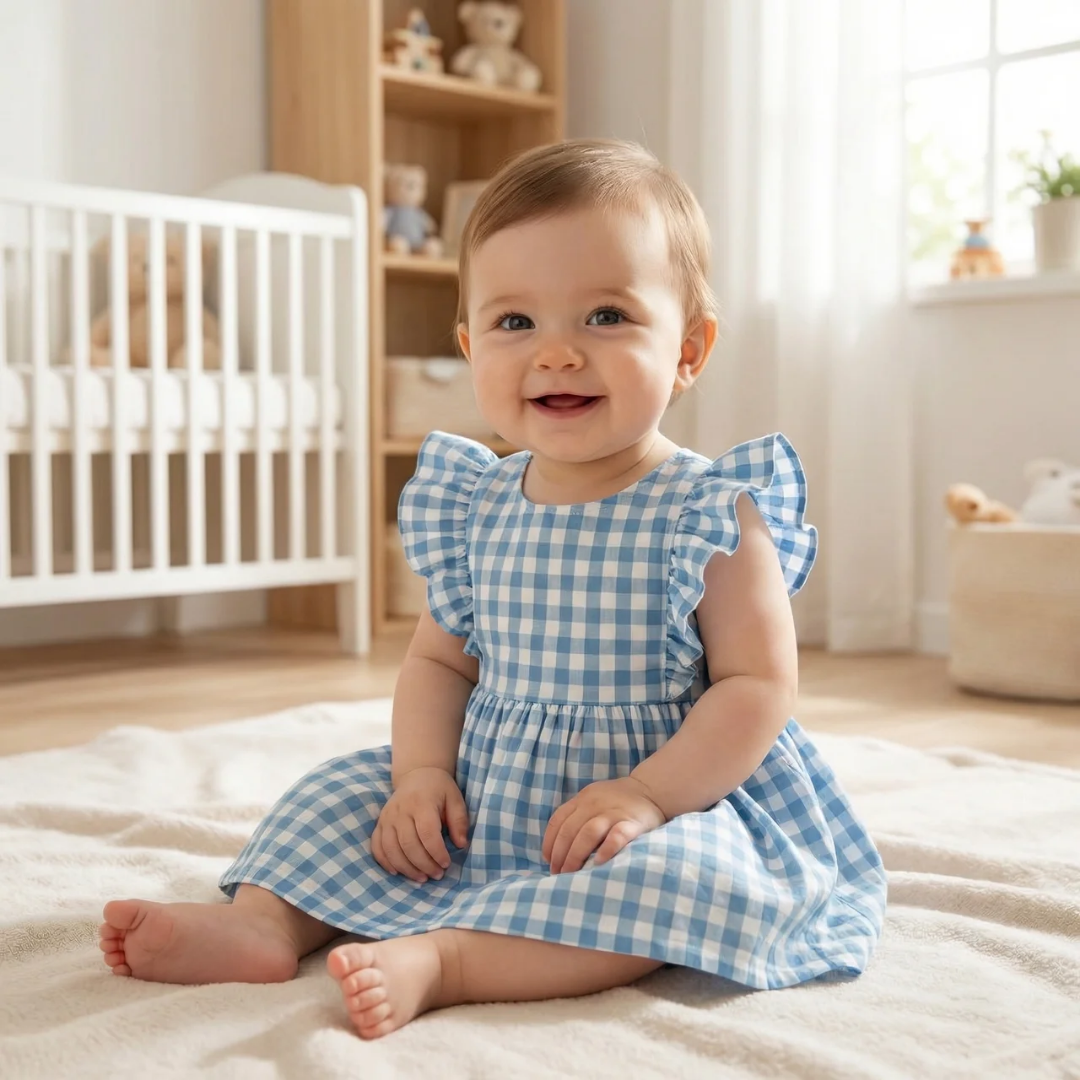 Kids Plaid Dress Sewing Pattern, 6 Sizes, 6M-10Y