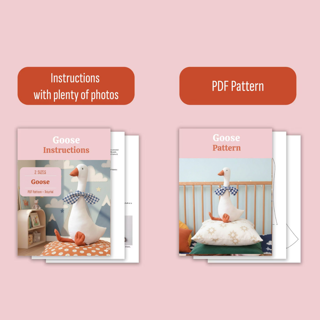 Goose Sewing Pattern, Goose Soft Toy Pattern, Stuffed Animal, Plush Goose, Duck Sewing Pattern, PDF easy sewing pattern, Stuffed Toy Pattern