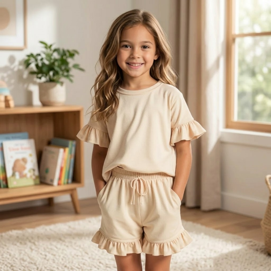 Girls Top and Shorts Set Sewing Pattern, Beginner Friendly, Sizes 1Y-13Y