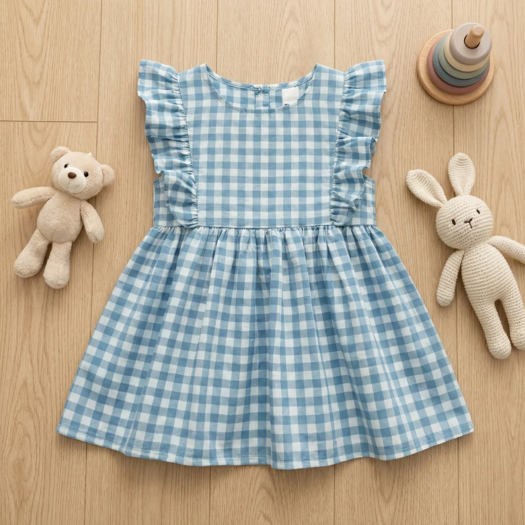 Kids Plaid Dress Sewing Pattern, 6 Sizes, 6M-10Y