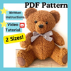 Timeless Teddy Bear Sewing Pattern, Written Instructions with Video Tutorial, 2 Sizes, Instant Download