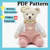 Beautiful Bear Sewing Pattern, Clothes Included, Instant Download