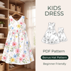 Kids Dress Sewing Pattern PDF, Girls V Neck Dress, Sizes 2Y-10Y