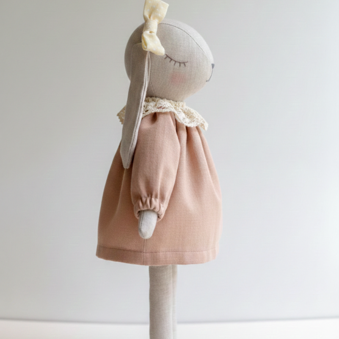Bunny Doll Sewing Pattern, Includes Dress & Bow, Instant Download
