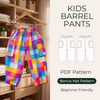 Kids Barrel Pants Sewing Pattern, Beginner Friendly Instructions, Sizes 3M-4Y