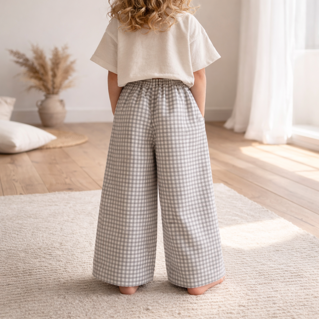 Children’s Wide Leg Pants Pattern, Elastic Waist, Pockets, PDF Sewing, Sizes 2Y to 12Y, Beginner Friendly