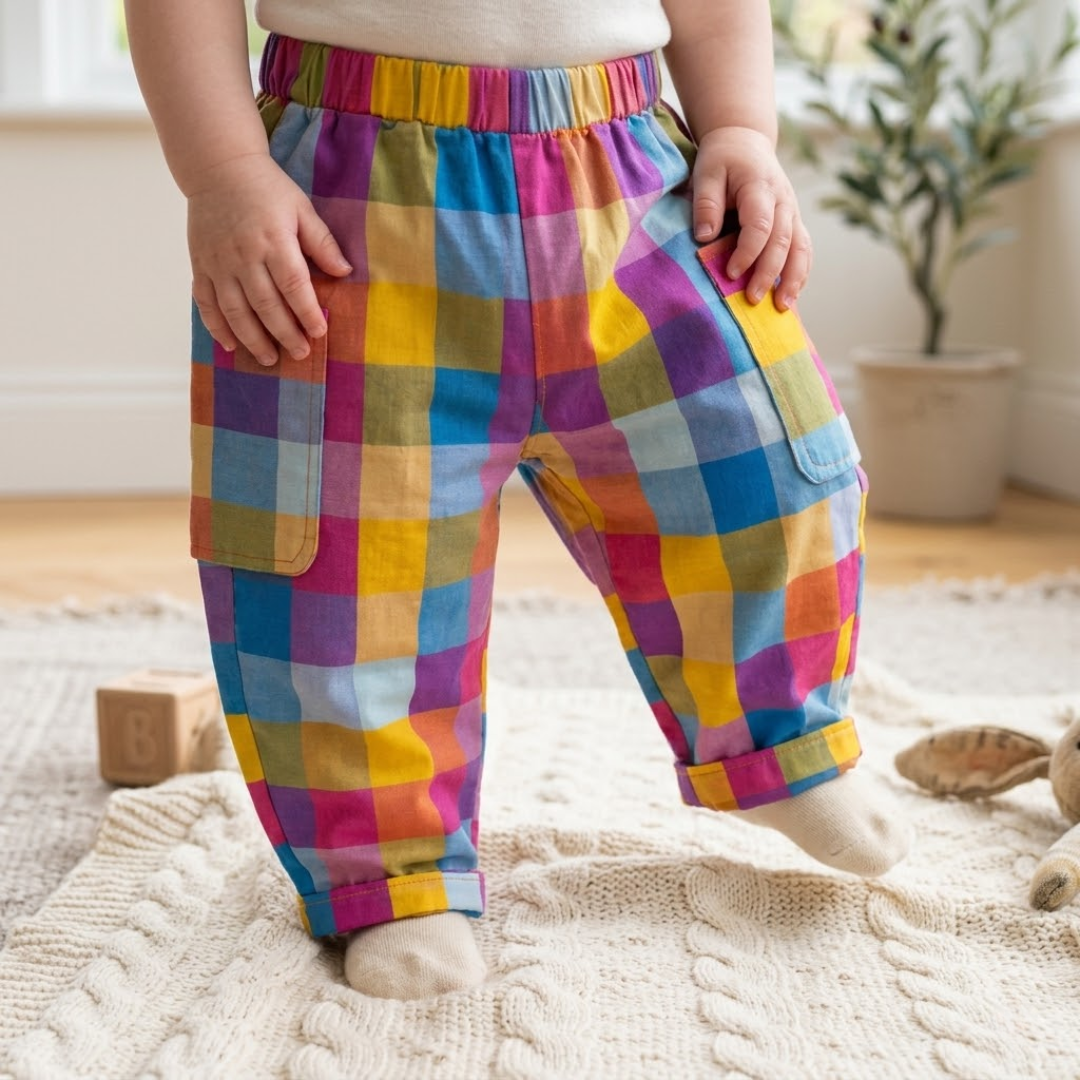 Kids Barrel Pants Sewing Pattern, Beginner Friendly Instructions, Sizes 3M-4Y