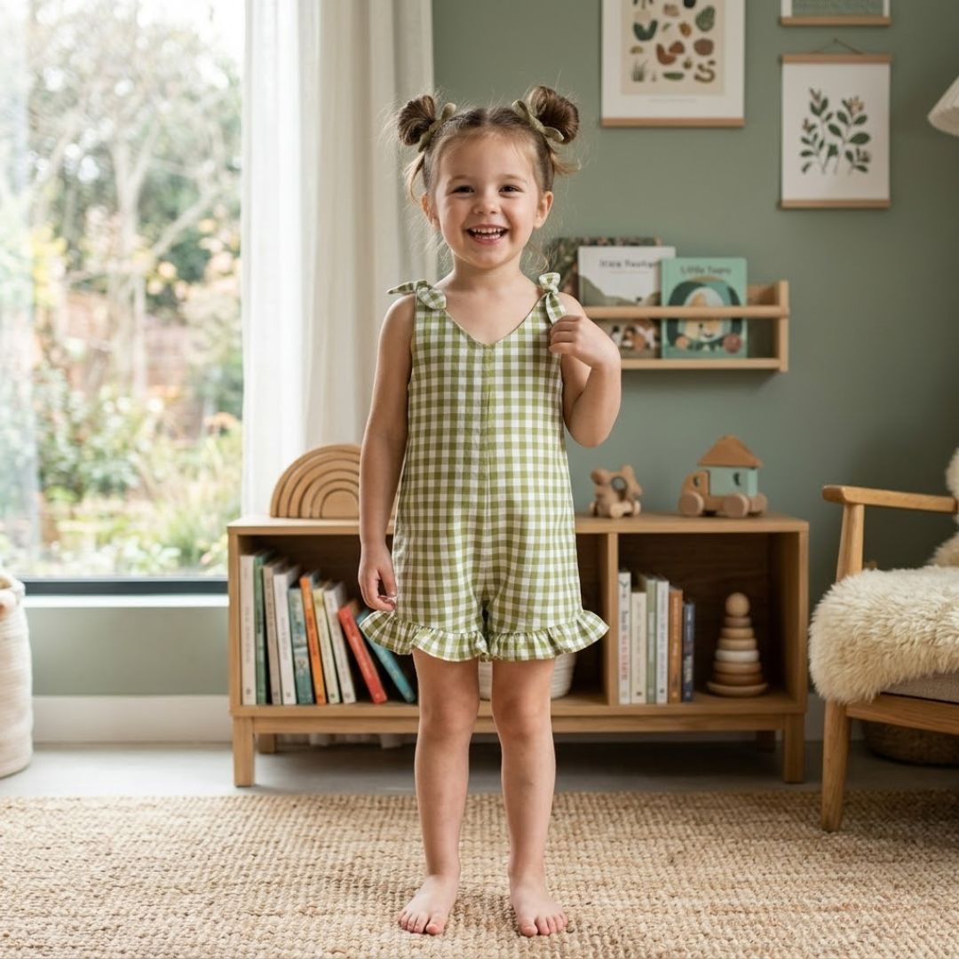 Kids Romper Sewing Pattern, Beginner Friendly, Sizes 3M-6Y